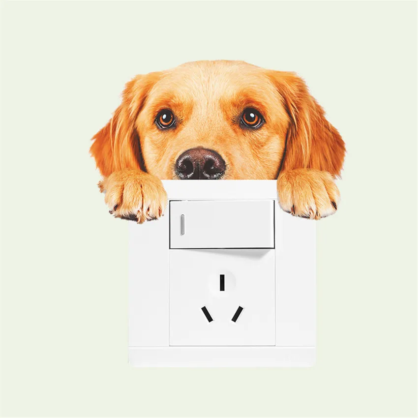 С милым рисунком кошка и переключатель в виде собаки наклейки ПВХ Наклейка на