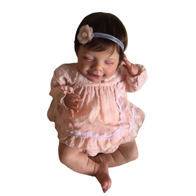 

53cm Silicone Realistic Doll Closed Eyes Soft Vinyl Magnetic Mouth Baby Cute Newborn Toy Gift for Children Kids