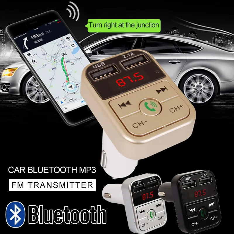 Car Bluetooth FM Transmitter Wireless Handsfree Audio Receiver Auto LED MP3 Player 2.1A Dual USB Fast Charger Accessories | Автомобили и