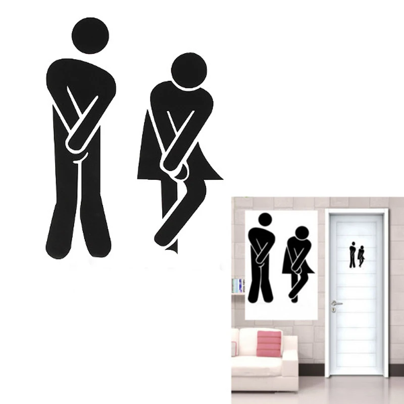 WC Toilet Entrance Sign Door Stickers for Public Place Home Decoration Creative Pattern Wall Decals DIY Funny Waterproof Sticker | Дом и сад