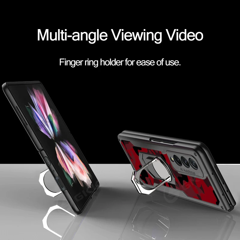 gkk original armor case for samsung galaxy z fold 3 5g case ring stand shockproof protection cover for samsung z fold 3 fundas free global shipping