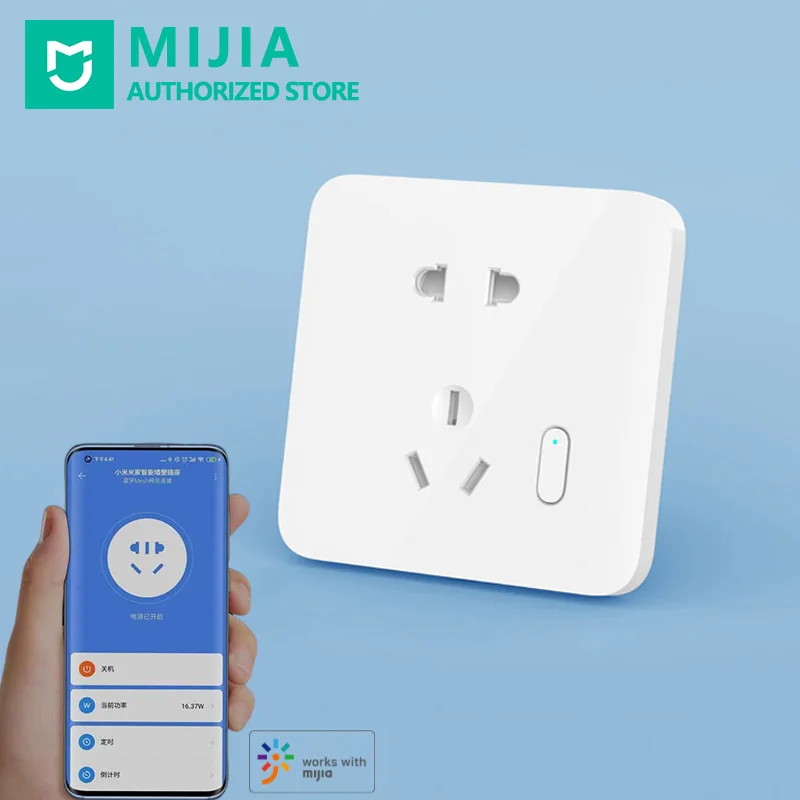 Xiaomi Mijia Smart Wall Power Socket Voice Control OTA Upgrade Intelligent Linkage Plug Sockets Home Outlet 250V Bedroom | Электроника