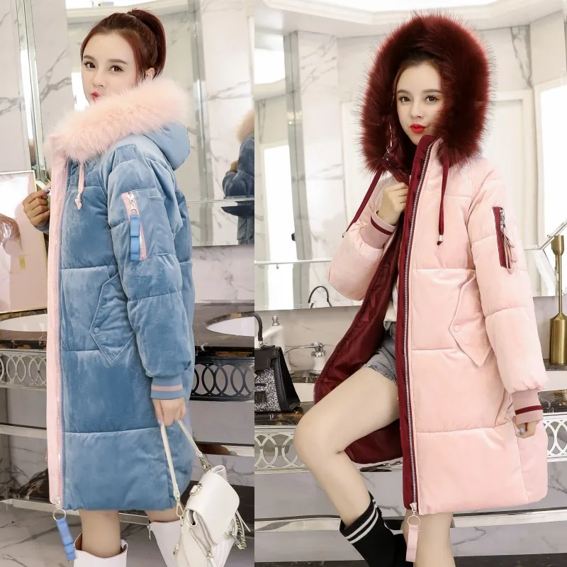 

Jacket 2021 Cotton New Winter Women Hooded With Fur Velvet Fashion Parka High Quality Warm Thicken Outwear Female Coat Parkas