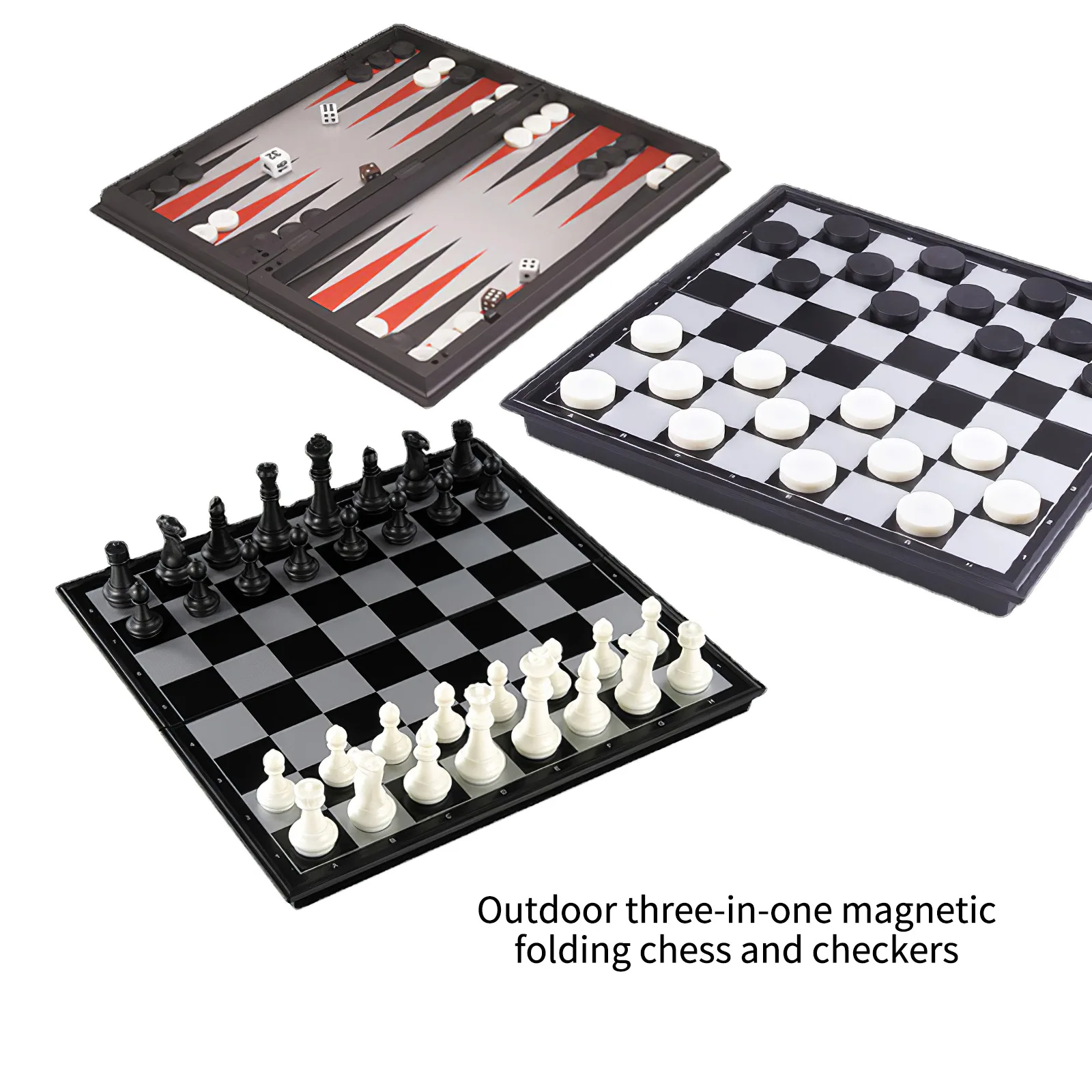 

Магнитный Шахматный набор для шахматных игр, Складная Настольная игра 3 в 1, дорожные международные шахматы, складные шахматы, портативная н...