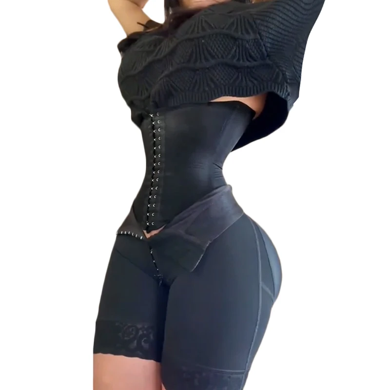 Women's Corset Double Compression Adjustable Shapewear Front Closure Tummy Control Waist Trainer Body Shaper