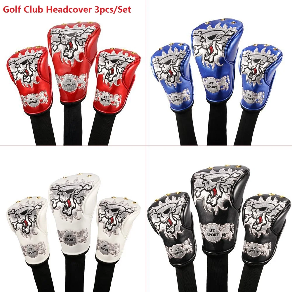 

Golf Club Woods Cover Driver Fairway Putter No.135 Set Elastic Knitted Waterproof PU Leather Skull Headcover Long Sleeve Covers