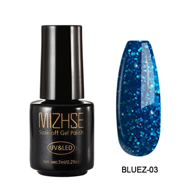 BLUEZ003 MIZHSE 7 мл Цвета Блеск лак для ногтей Полупостоянный УФ эмаль Гибридный лак для ногтей гель для базового покрытия лак для ногтей - Цвет: BLUEZ003