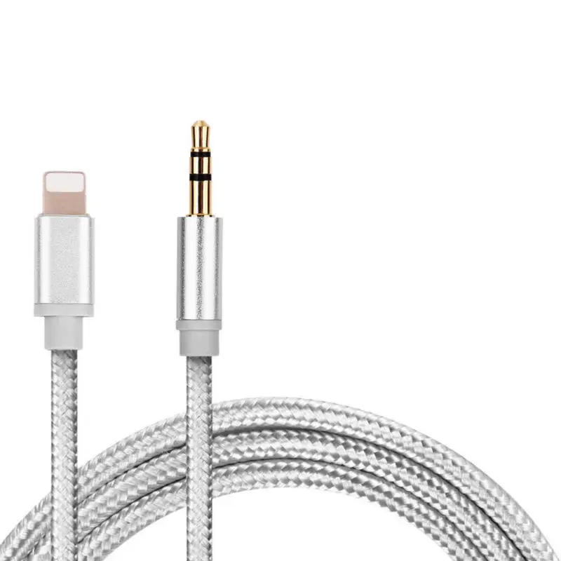 Серебристый 1 м для Lightning/AUX кабеля, автомобильный конвертер, 3,5 мм разъем, кабель для наушников, Aux линия, аудио адаптер для наушников для IPhone, IPad, IOS - Цвет: Серебристый