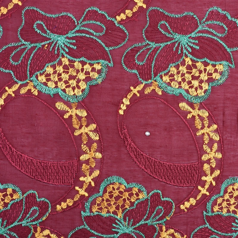 Швейцарская вуаль кружева красный хлопок кружевная ткань Высокое качество