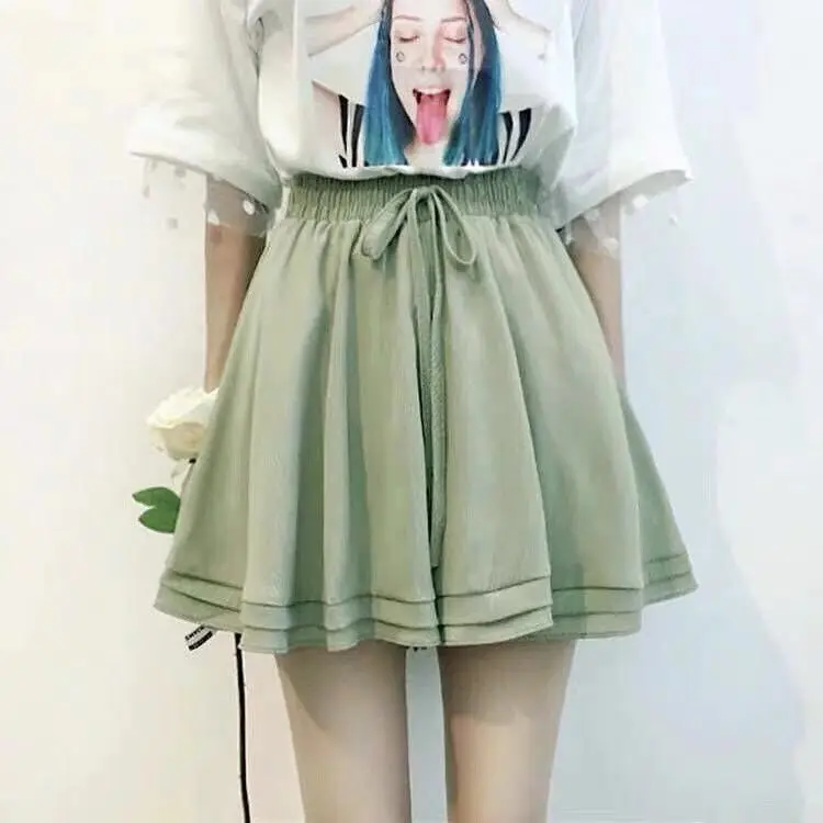 

Chiffon wide leg shorts women's summer 2021 new loose and thin high waist pants skirt
