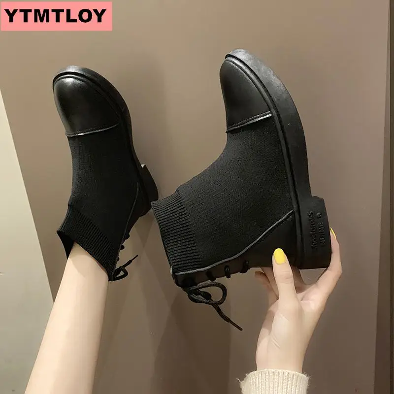 Женские ботильоны из искусственной кожи с круглым носком на ремешке черные для