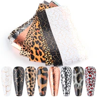 10pcs leopard wild animal skin nail foil sticker snake print nail art transfer slider starry sky manicure decoration wrap