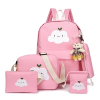 5pcs a set cute backpack student shoulder school bag cartoon middle school student bags for teenager boy and girl women rucksack