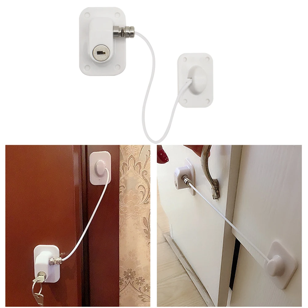 1 Pc Child Safety Lock Cabinet Fridge Door Lock Stainless Steel Cable Protection Kids Baby Home Window Lock Strong Fix