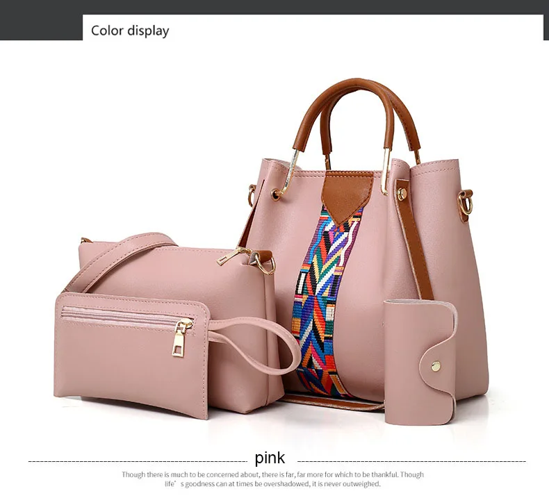 Fashion Women's Handbags 4 Pcs/set Composite Bags Handbag Women Shoulder Bags Female Totes Large Capacity Women's Crossbody Bags