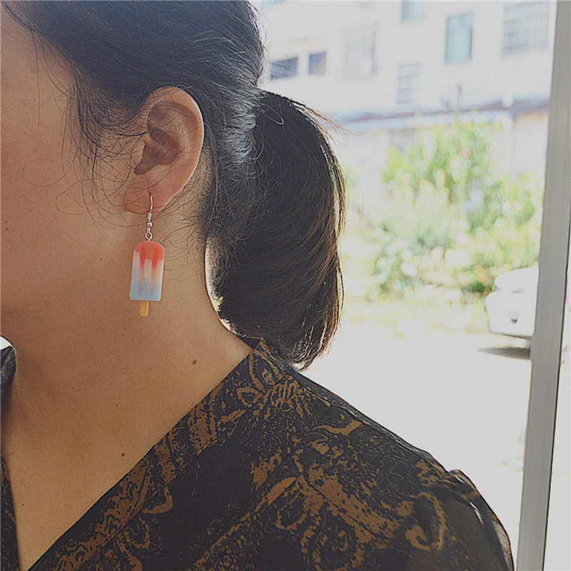 

Funny Ice Lolly Dangle Earrings For Women Girl Unique Cool Cute Popsicle Mix Color Drop Earrings Lovely Jewelry