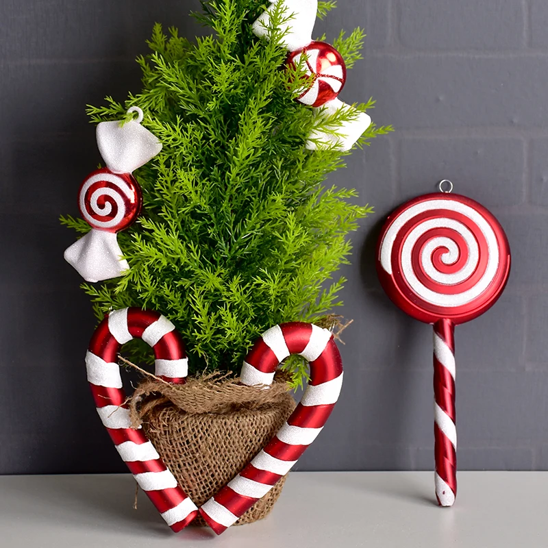 large christmas decorations red and white candy lollipop small stick combination decoration home decoration party decoration free global shipping
