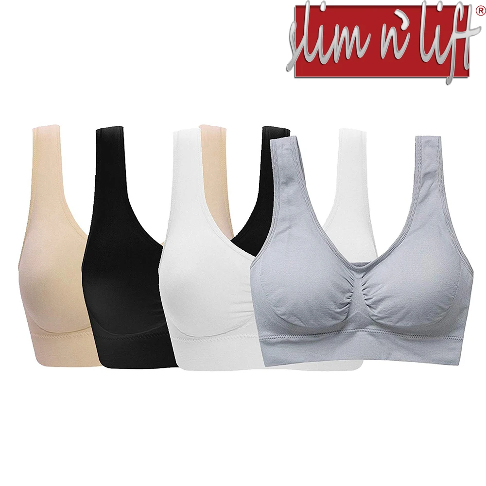 Комфортный женский бюстгальтер без косточек черный телесный белый и серый (4 шт.)