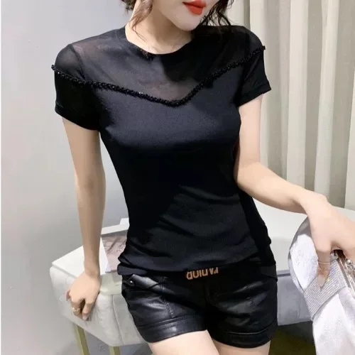 

T-shirt dark gray Women 2021 New Women White T Shirt summer Cotton T shirt