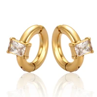 trendy stainless steel 18k gold plated square zircon hoop earrings for women birthday ear clip earrings jewelry gift