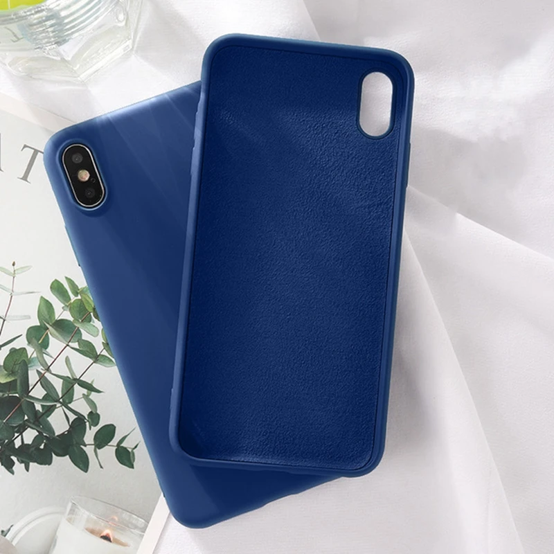 Силиконовый однотонный чехол для iPhone XS MAX XR X, жидкие Чехлы ярких цветов для iPhone 7, 6, 6 S, 8 Plus, мягкий чехол из ТПУ - Цвет: DBlue
