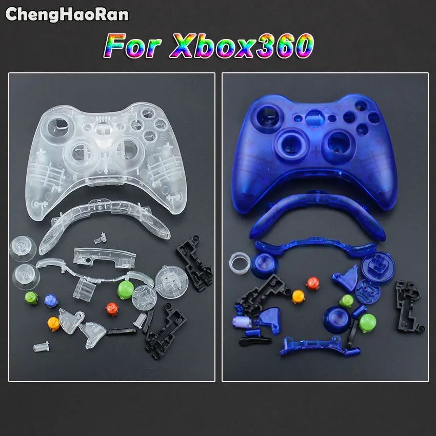 

Прозрачный белый/прозрачный синий чехол ChengHaoRan для беспроводного контроллера, чехол для Xbox 360, чехол с кнопками в комплекте