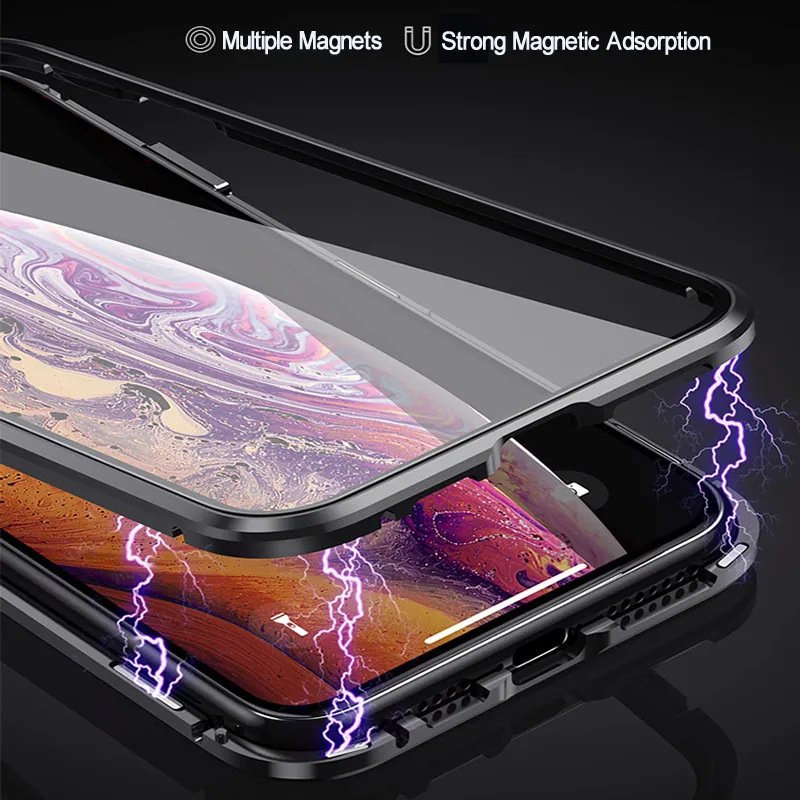 

Double Sides Tempered Glass Magnetic Case For iPhone 11 Pro Max 11 Pro 11 12 Pro 12 Mini 12 Pro Max Camera Lens Protector Cover