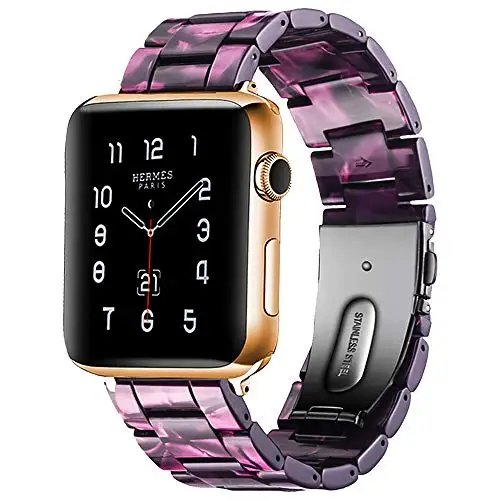 purple linght Ремешок из смолы для Apple watch 44 мм 40 мм iwatch 42 мм 38 мм Пряжка из нержавеющей стали ремешок для часов Браслет Apple watch 5 4 3 21 - Цвет ремешка: purple linght