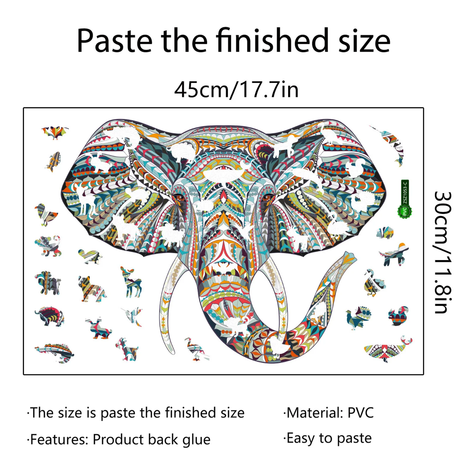 

Elephant Puzzle Stickers Unique Shape Pieces Animal for Adults and Children Puzzles Toys for Kids Jigsaw Wall Stickers
