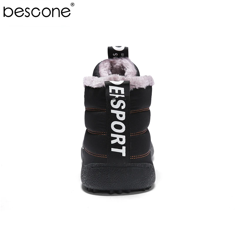 BESCONE/мужские зимние ботинки водонепроницаемые теплые хлопковые с Плюшевым Мехом