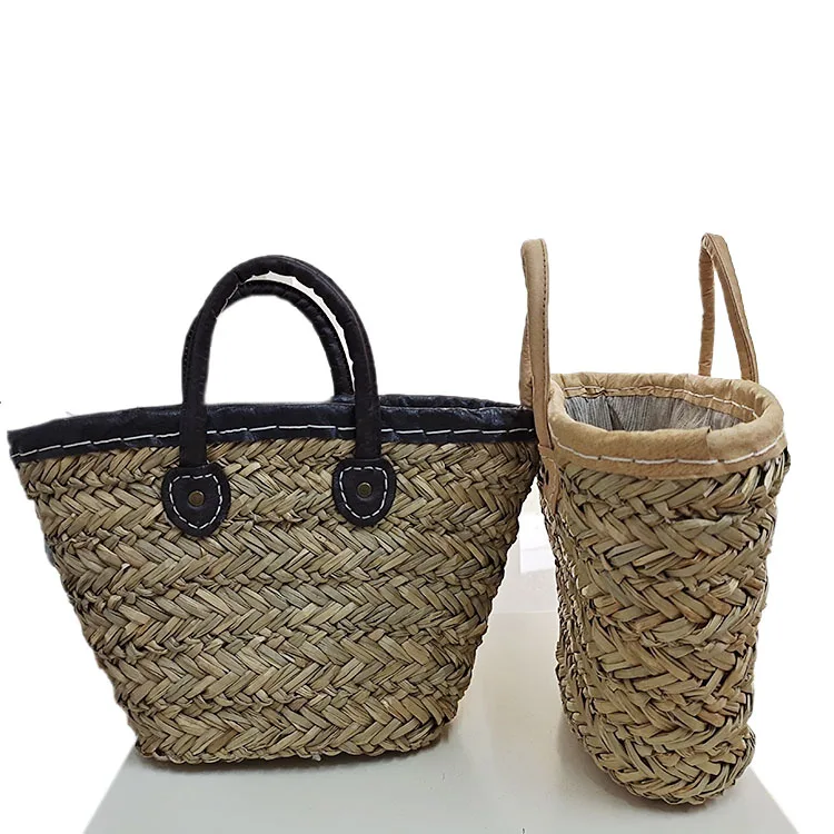 

Casual Rattan Large Capacity Handbags Designer Wicker Woven Women Shoulder Bag Summer Beach Straw Bag Lady Travel Basket Purse