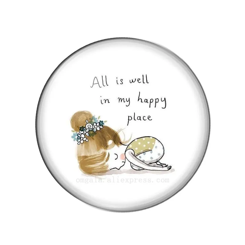 Йога девочка мультфильм мотивационные цитаты стекло Кнопка ювелирные изделия DIY