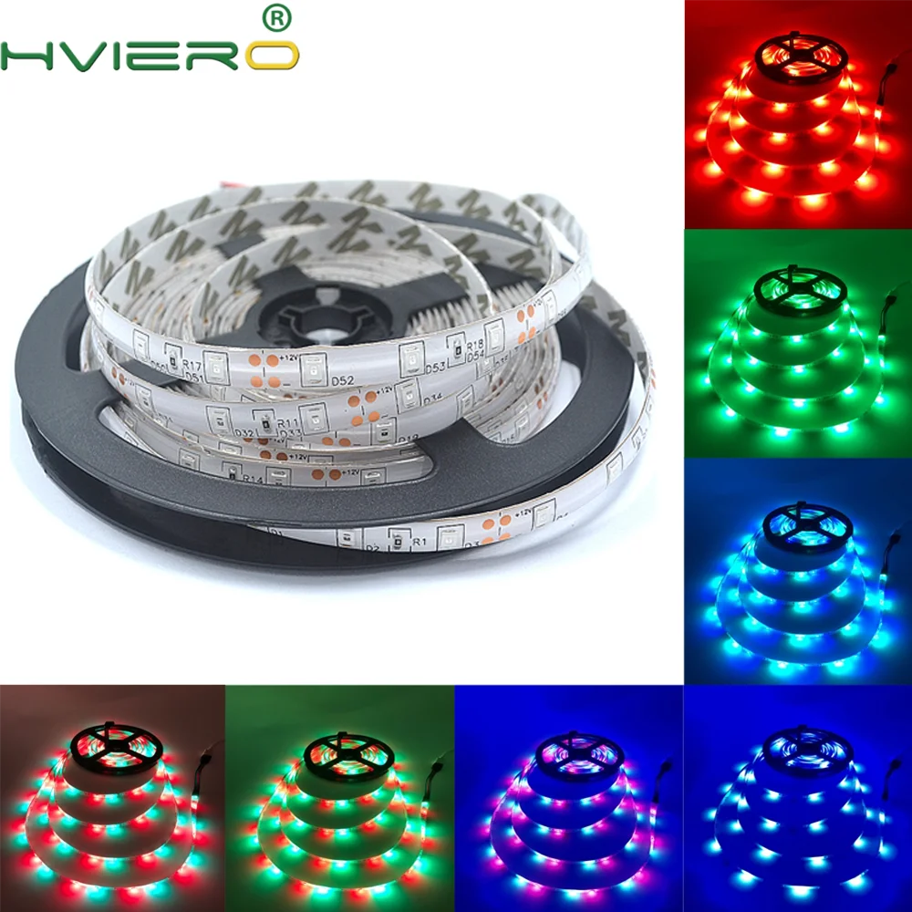 Гибкая светодиодная лента 5 м 2835 3528 Rgb водонепроницаемое освещение 12 В