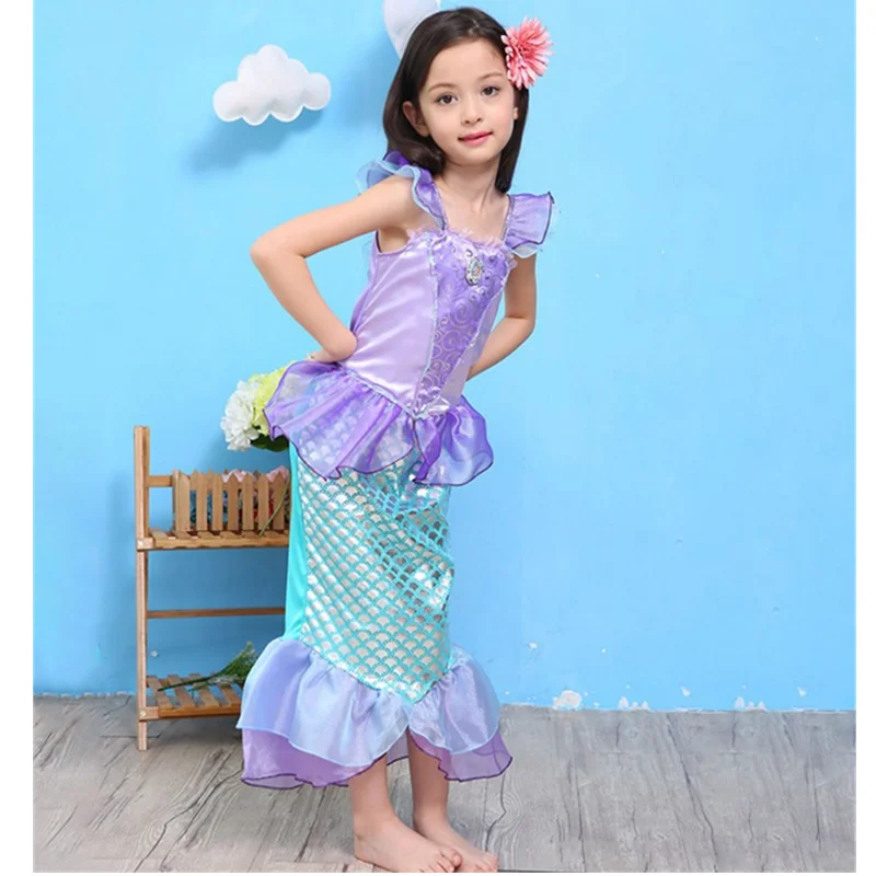 Girls Cosplay princess mermaid Ariel dress kids girl clothes children's Halloween birthday party clothing | Тематическая одежда