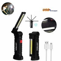 d2 usb rechargeable led flashlight collapsible cob portable woring light magnetic base hook inspection repairing camping lamp