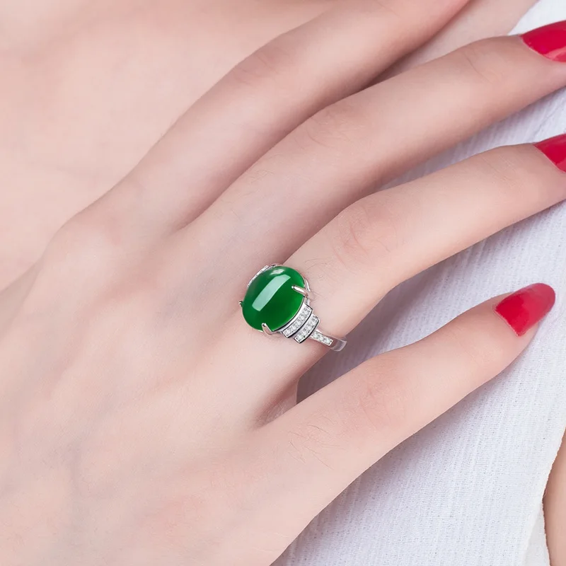 Женское кольцо с агатом Anillos Yuzuk открытое Винтажное из стерлингового серебра 100%