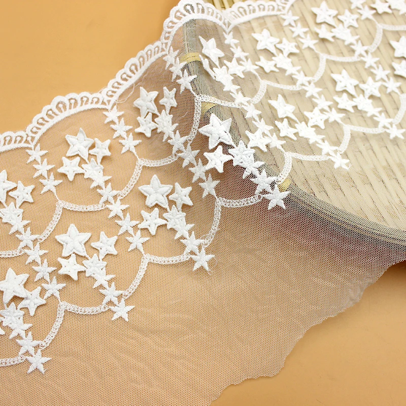 Кружевная аппликация с вышивкой в виде звезд 1 ярд/упаковка 20 см | Дом и сад