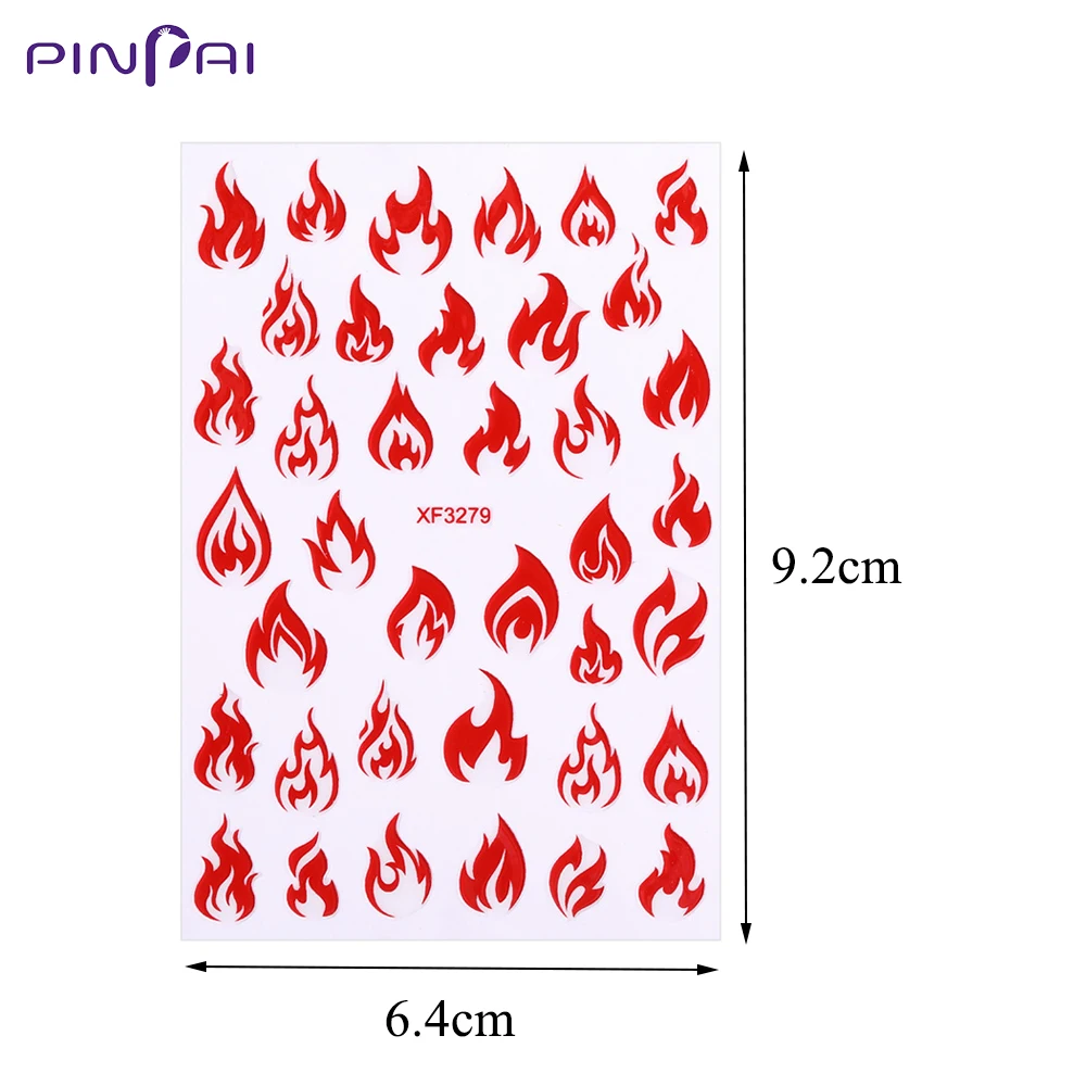

Pinpai 2019 NEW Laser Flame Nail Sticker Self Adhesive Water Decals Flame Sliders Wraps For Manicure Nail Art Decoration Decals