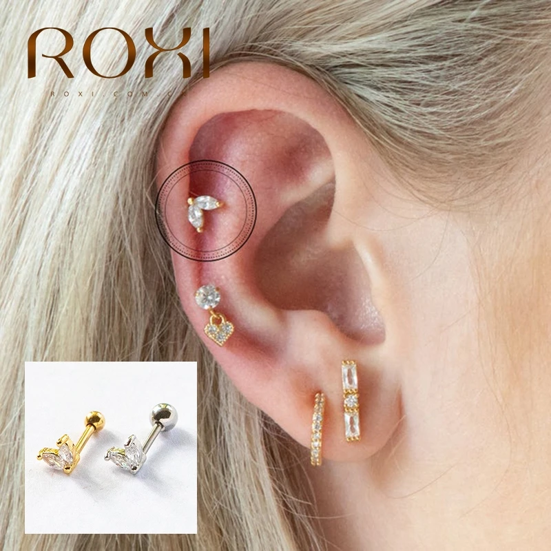 Женские серьги-гвоздики из серебра 925 пробы в виде сердца | Украшения и аксессуары