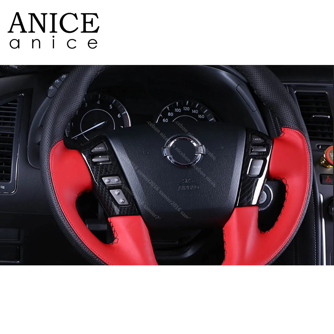 Carbon fiber color Steering Wheel Frame Decorator Fit For Nissan Patrol Y62 2017 2018 2019 | Автомобили и мотоциклы