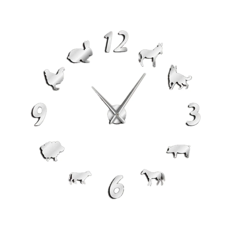 Новинка деревянные животные Diy гигантские настенные часы детская комната