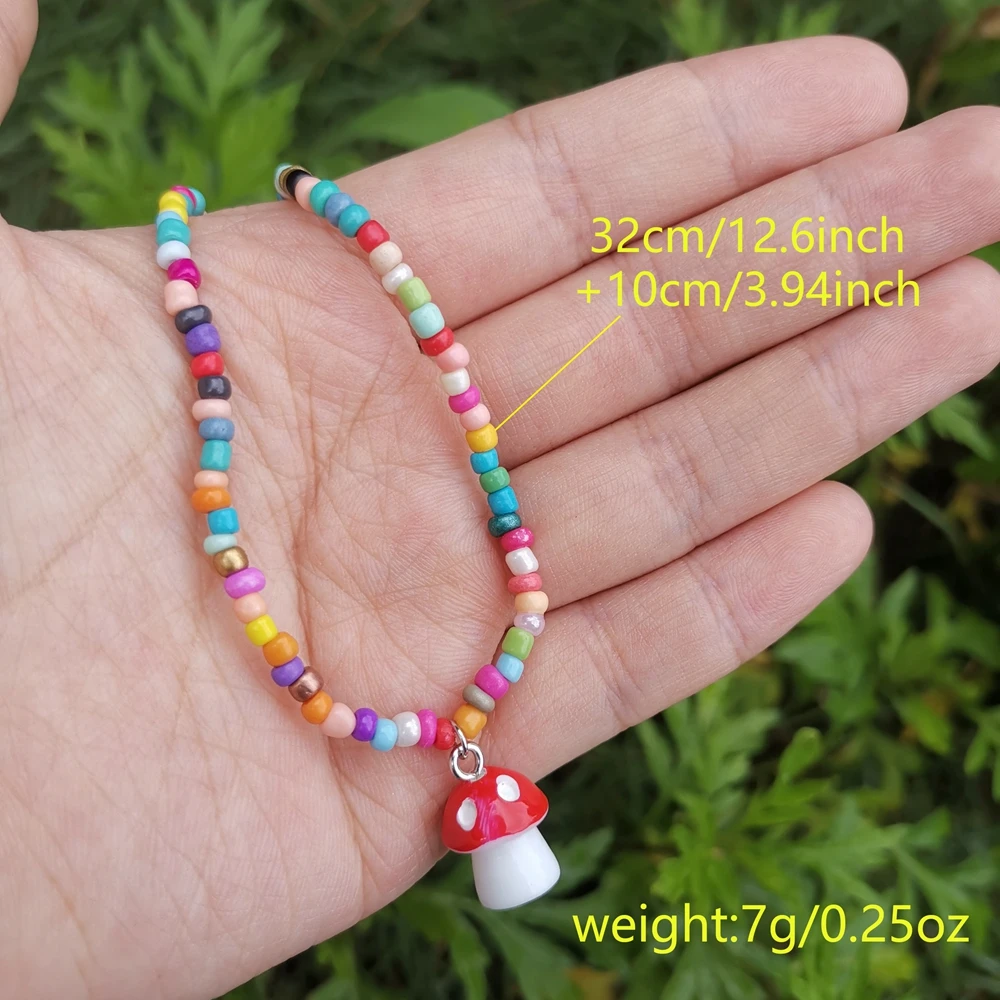 

Lost Lady New Multicolor Cute Mushroom Pendant Necklaces Bohemian Handmade Beads Necklace for Girls Women Party Jewelry Gift