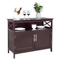 100x43x85CM Disassembly Double Door Inner Compartment MDF Sideboard Brown/Black/Gray[US-Stock]