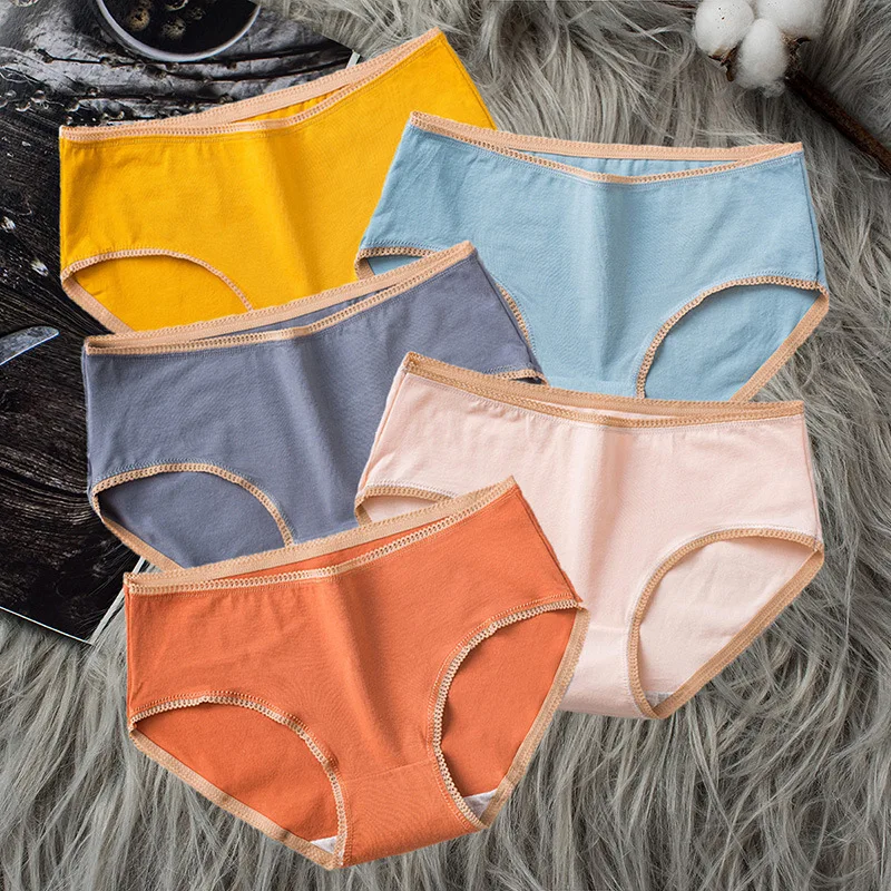 

Women's Panties Simple Fashion Style Pure Cotton Briefs Breathable Casual Underwear Low Waist Korean Underpants Female Student
