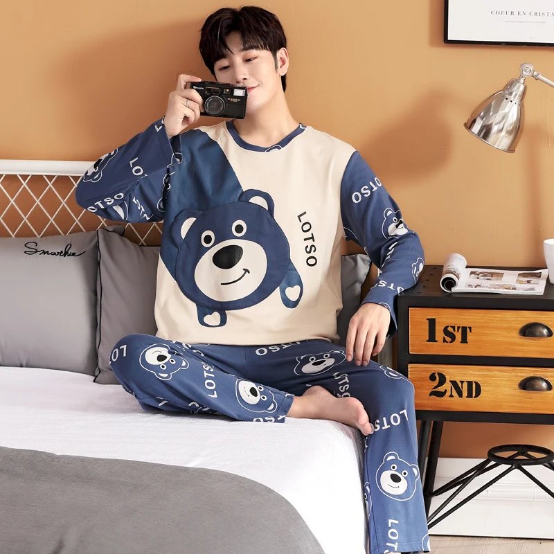 Новинка 100% осенне-зимние пижамные комплекты из 2021 хлопка с милым мультяшным