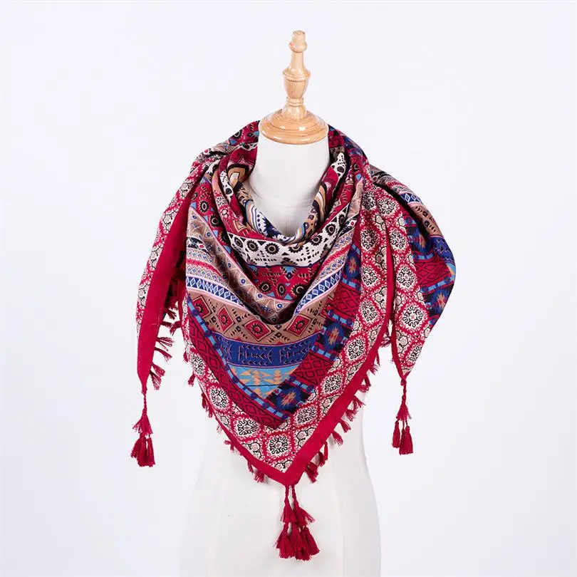 VISNXGI Fashion Scarf Women Large Shawls Floral Print Stoles Triangle Bandana Female Muslim Hijab Wrap Headband Spring Autumn |