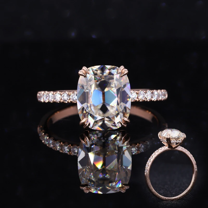 Удлиненная форма муассанит розовое золото 10 карат свадебное кольцо вечности с