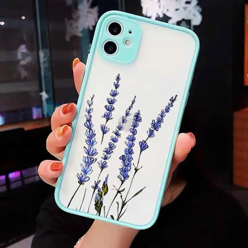 

Simple Lavender Purple Flowers luxury Phone Cases funda matte transparent For iphone 7 8 11 12 plus mini x xs xr pro max cover