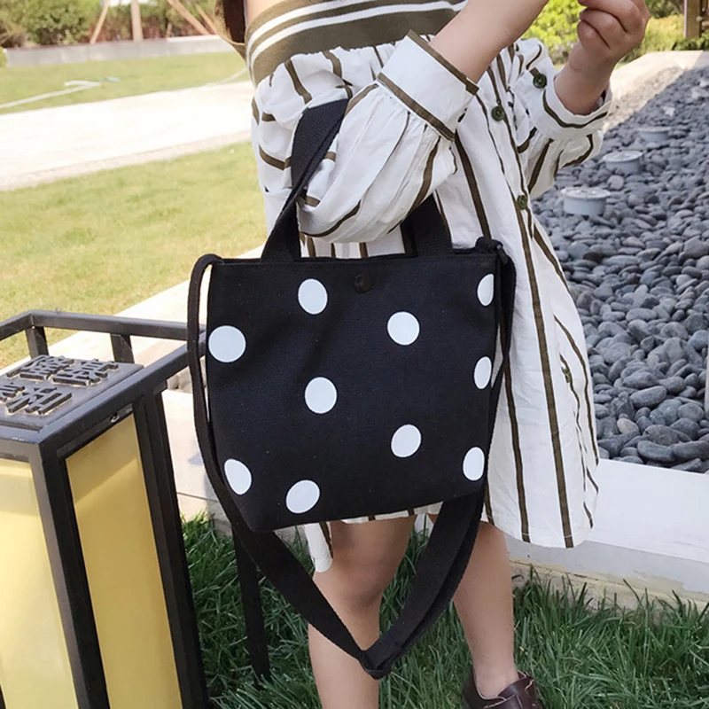 Children Cute Mini Purse Handbag Tote Canvas Dot Crossbody Bags For Kids Girls School Baby Small Hand | Багаж и сумки