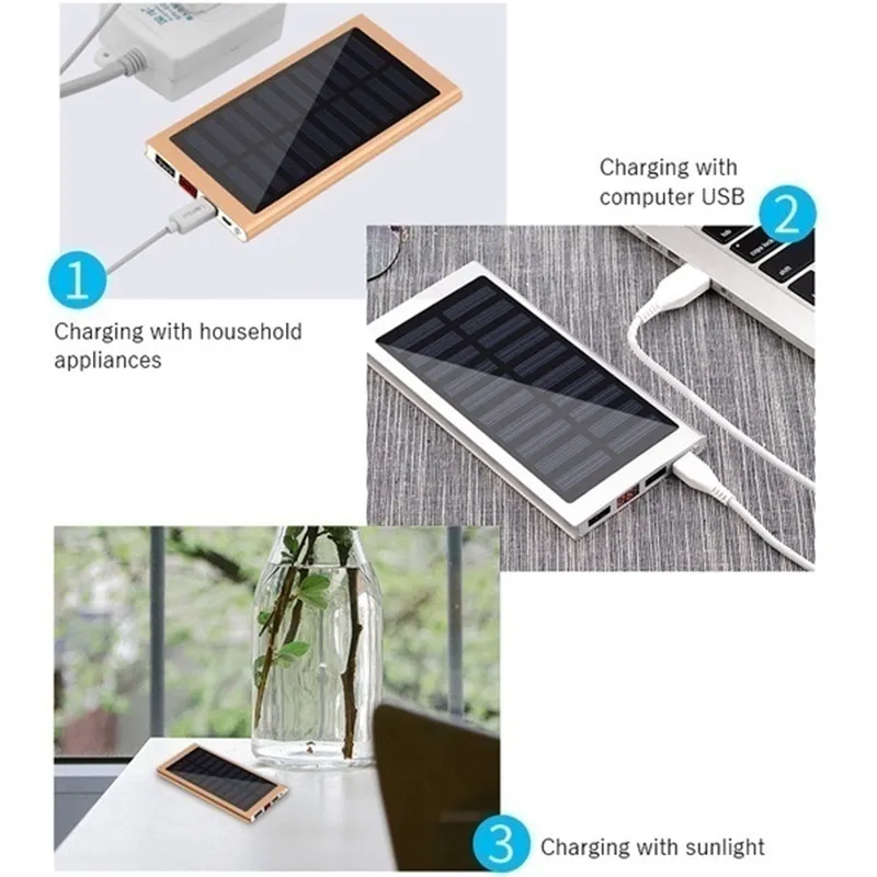 solar power bank 30000 mah wireless charger 2usb portable charging ultra thin power bank suitable for iphone laptop free global shipping